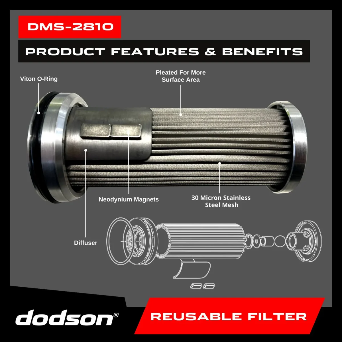 Dodson Motorsport Transmission Filter Reuseable - Nissan GT-R R35 - Image 1